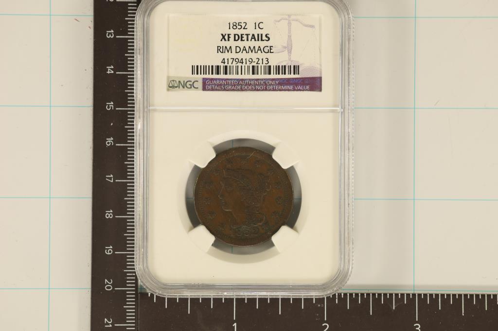 1852 US LARGE CENT NGC XF DETAILS RIM DAMAGE (1 of 2)