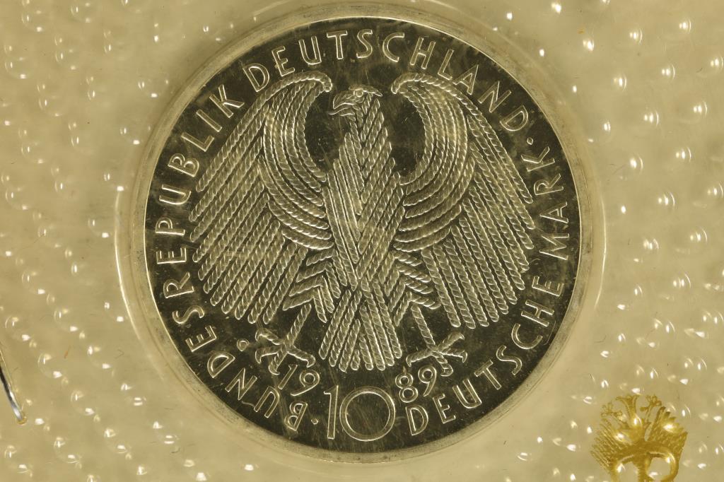 1989 GERMAN SILVER PROOF 10 MARK .3115 OZ. ASW (1 of 2)