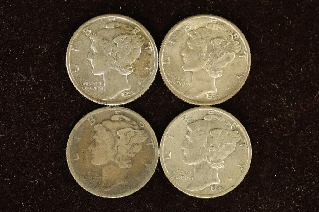 1935, 36-D, 38 & 1942 SILVER MERCURY DIMES (1 of 2)