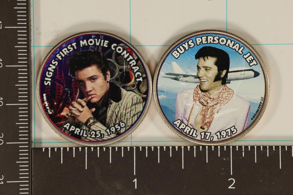 2-COLORIZED ELVIS PRESELY OVERLAYS ON BU JFK (1 of 2)