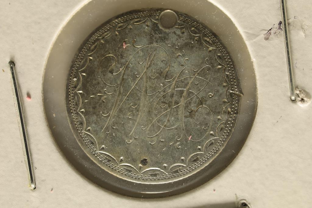 LOVE TOKEN ON 1885 SILVER SEATED LIBERTY DIME (1 of 2)