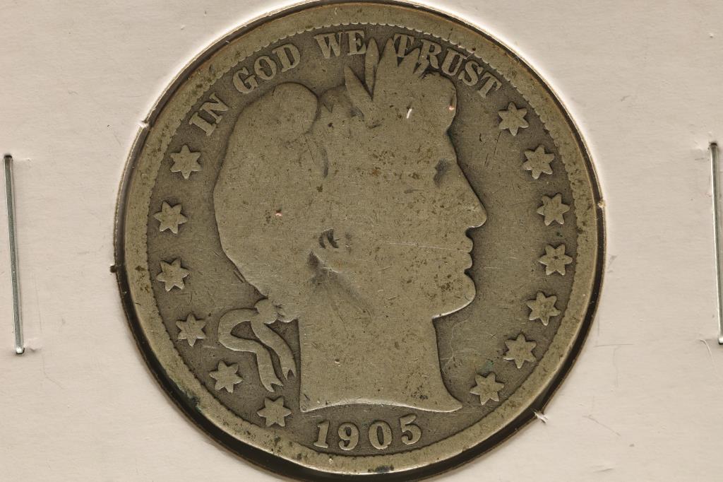 1905 SILVER BARBER HALF DOLLAR (1 of 2)