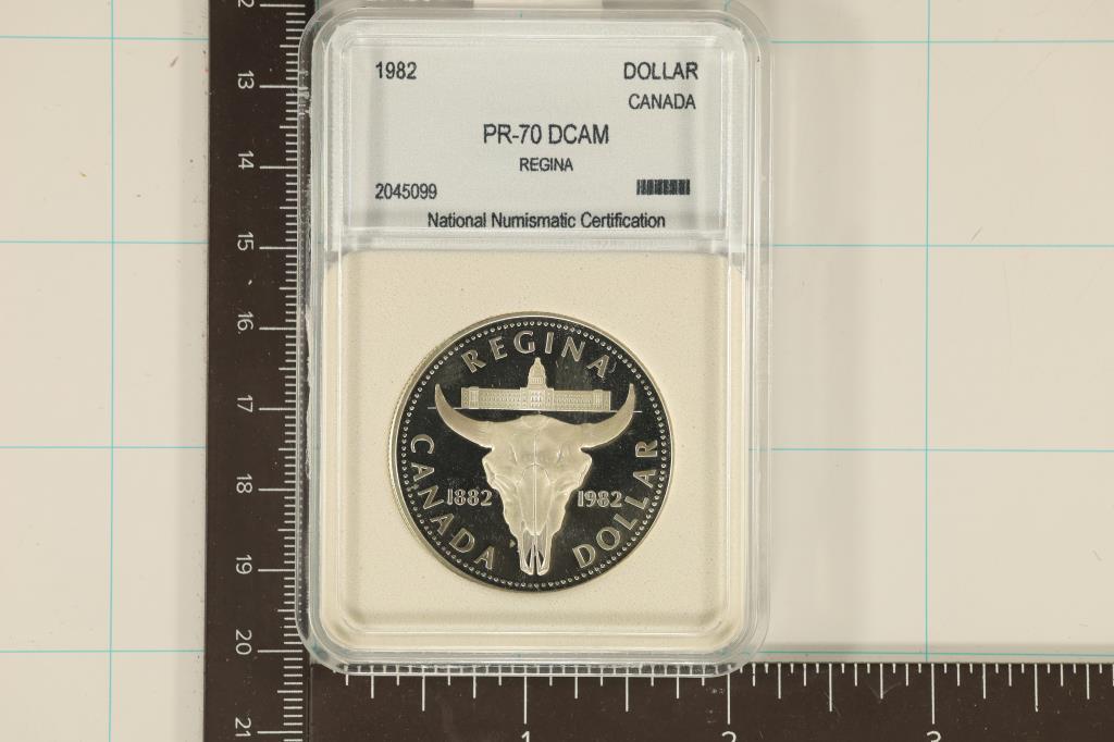 SLABBED 1982 CANADA REGINA DOLLAR PR70 DCAM (1 of 2)