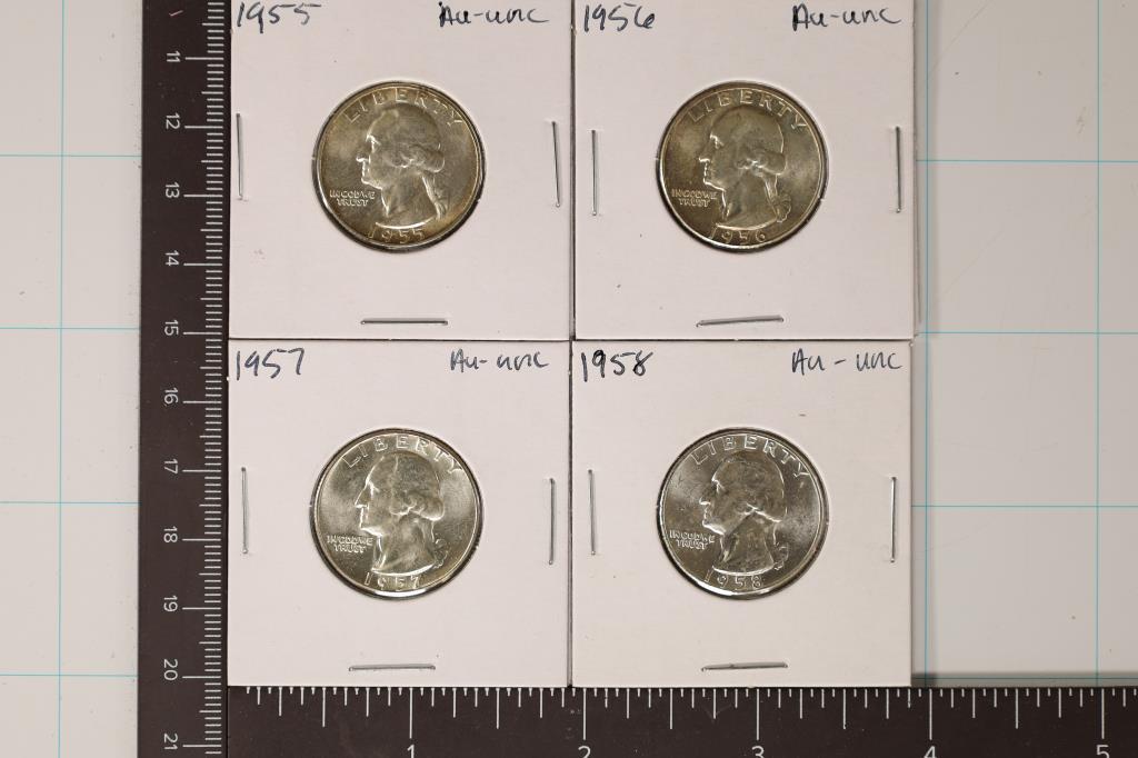 1955, 56, 57 & 1958 WASHINGTON SILVER QUARTERS (1 of 2)