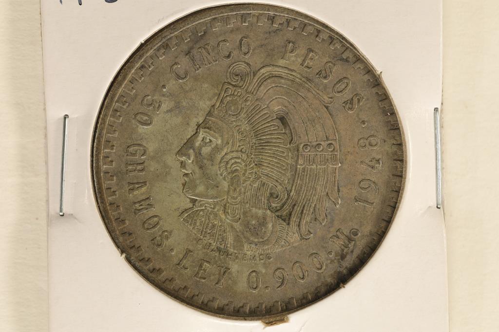 1948 MEXICO SILVER 5 PESO .8681 OZ. ASW (1 of 2)