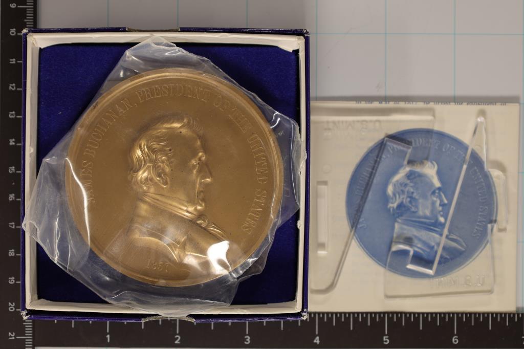 JAMES BUCHANAN  3" BRONZE MEDAL 8.3 OZ. WITH (1 of 3)