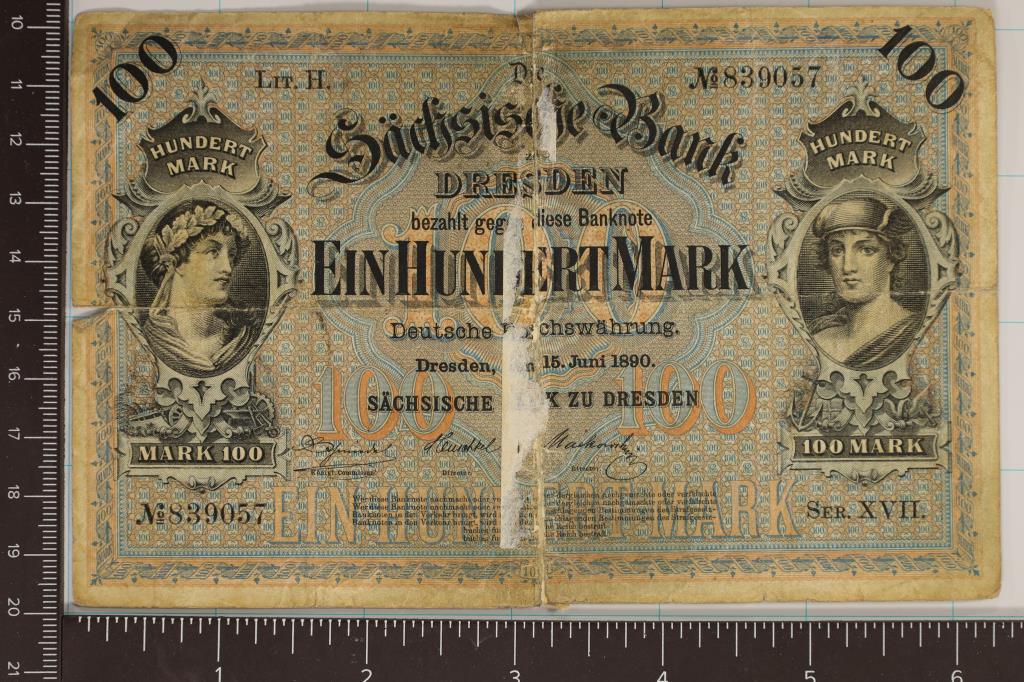 1890 GERMAN BANK OF SAXONY DRESDEN 100 MARK (1 of 2)