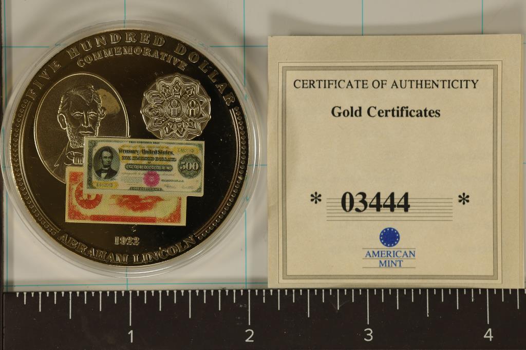 24KT  GOLD LAYERED GOLD CERTIFICATES COLLECTORS (1 of 2)