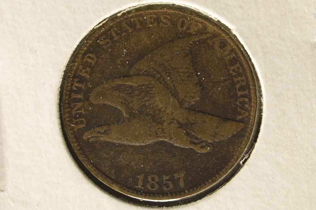 1857 FLYING EAGLE CENT (FINE) WATCH FOR OUR NEXT (1 of 2)