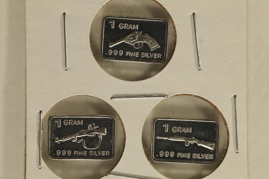 3-1 GRAM .999 FINE SILVER PF INGOTS ALL WEAPON: THEMED