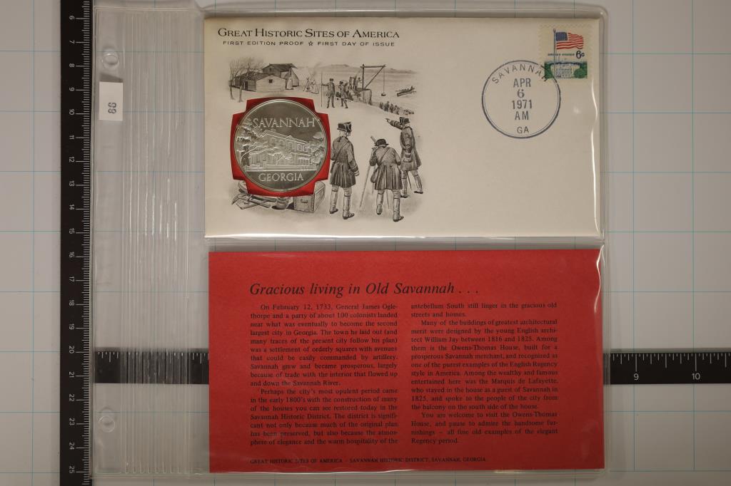 STERLING SILVER PROOF ROUND ON 1971 FDC WITH INFO (1 of 2)