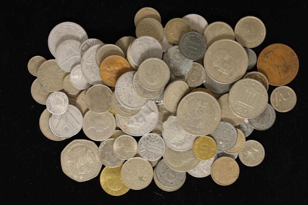 APPROX. 1 POUND ASSORTED FOREIGN COINS ALL SIZES (1 of 2)