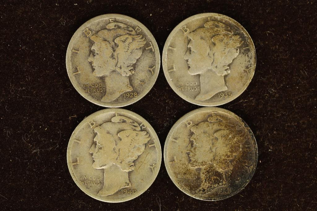 1928, 35, 40-D & 1941-D SILVER MERCURY DIMES (1 of 2)