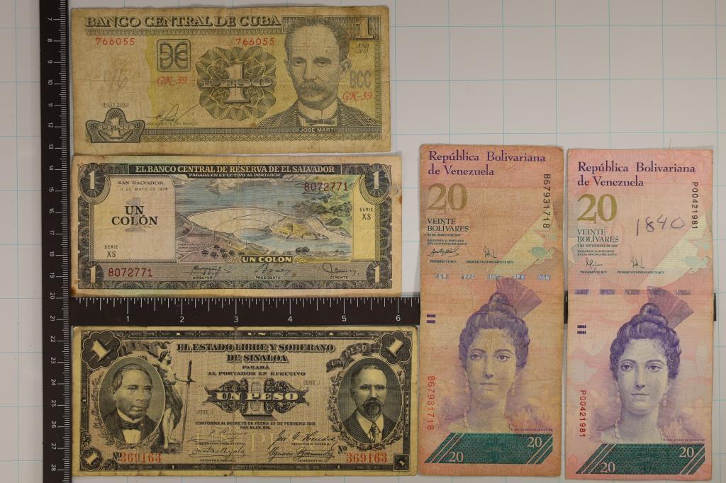 5 BILLS FROM VENAZUELA, EL SALVADOR , CUBA & (1 of 2)