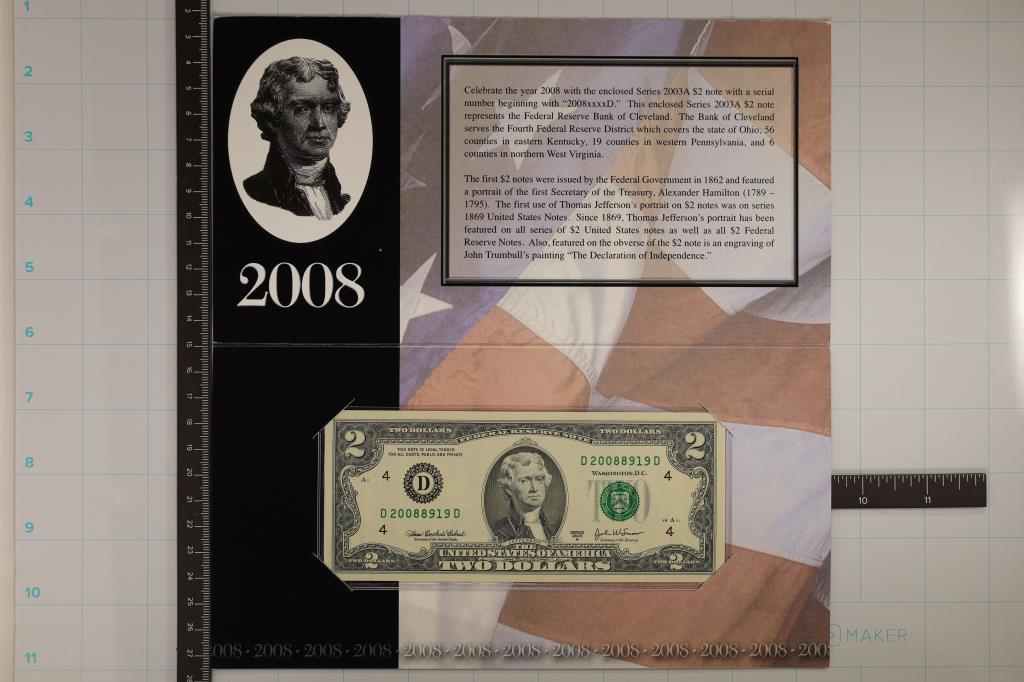 2008 CLEVELAND $2 SINGLE NOTE 2003-A CRISP UNC (1 of 4)