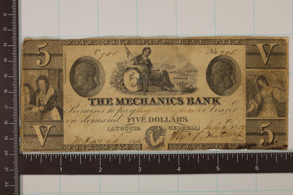 1850 MECHANICS BANK OF AUGUSTA GEORGIA $5 (1 of 2)