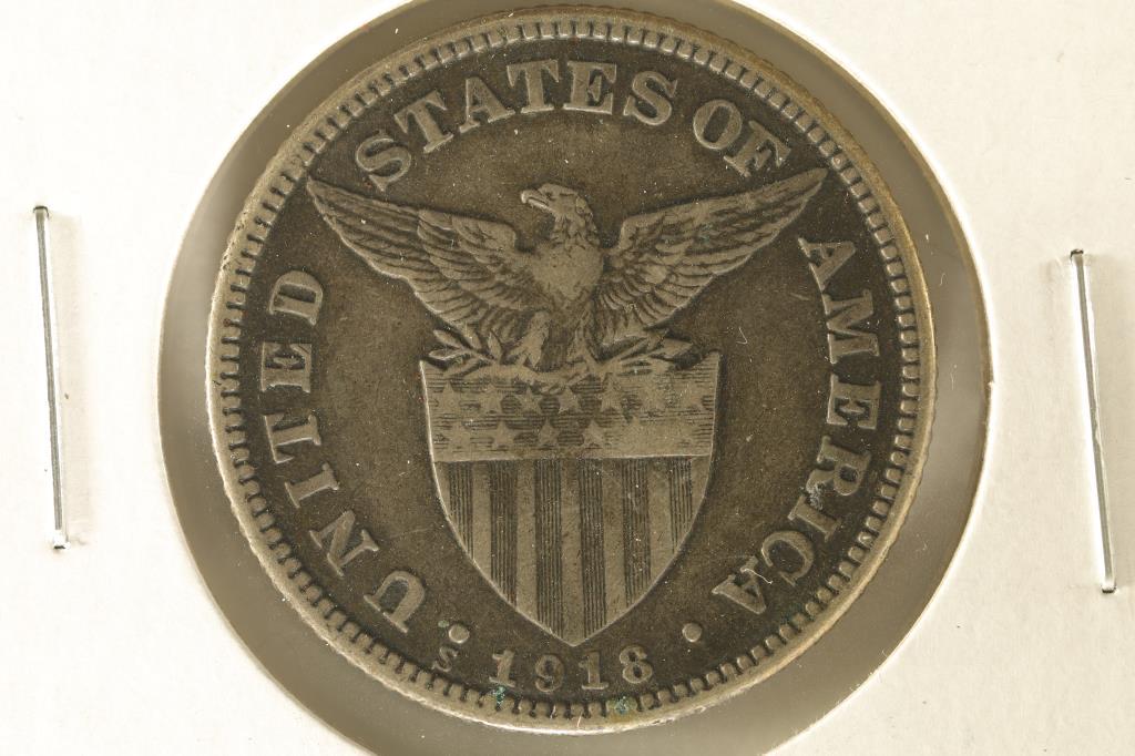 1918-S US PHILIPPINES SILVER 20 CENTAVO .096 OZASW (1 of 2)