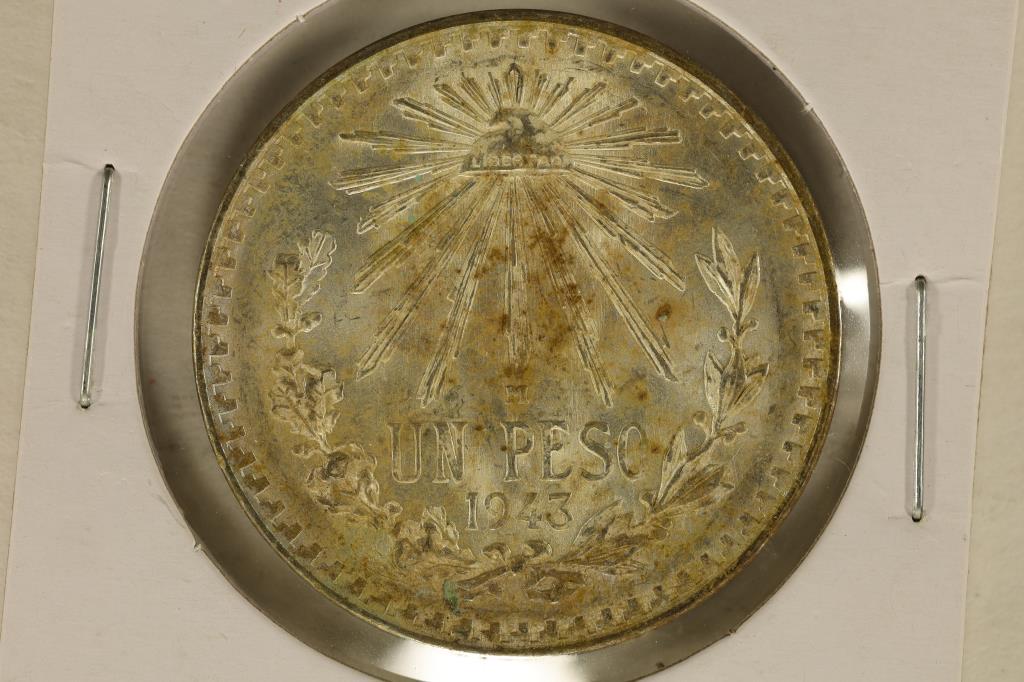 1943M MEXICO SILVER CAP & RAY PESO .3857 OZ. ASW (1 of 2)