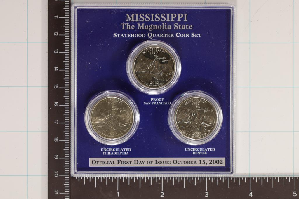 2002 MISSISSIPPI P/D/S US QUARTER SET 1ST DAY OF (1 of 2)