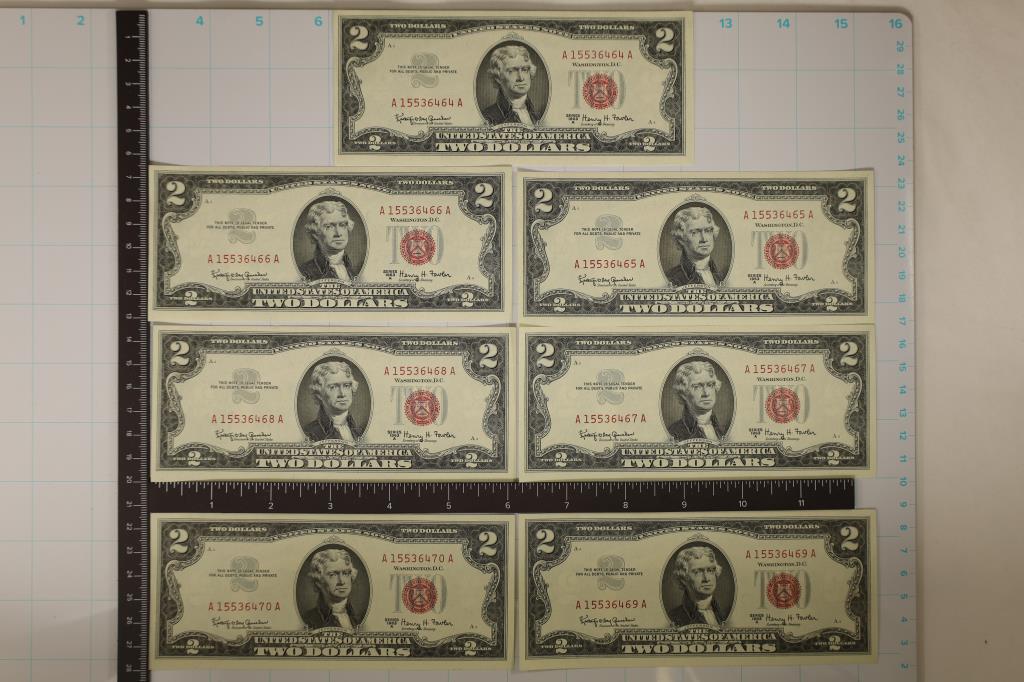 7-1963A CRISP UNC $2 US RED SEAL NOTES WITH (1 of 2)
