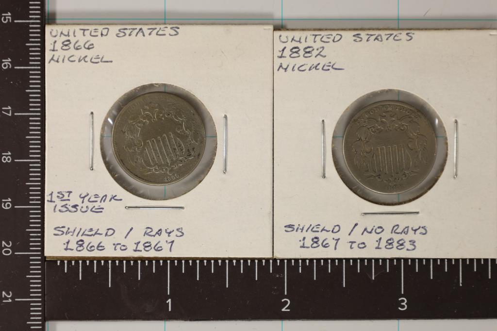 1866 & 1882 SHIELD NICKELS WATCH FOR OUR NEXT: AUCTION ON (MONDAY AUGUST 14TH, 2023) AT 7PM EDT. THANKS FOR YOUR BUSINESS.