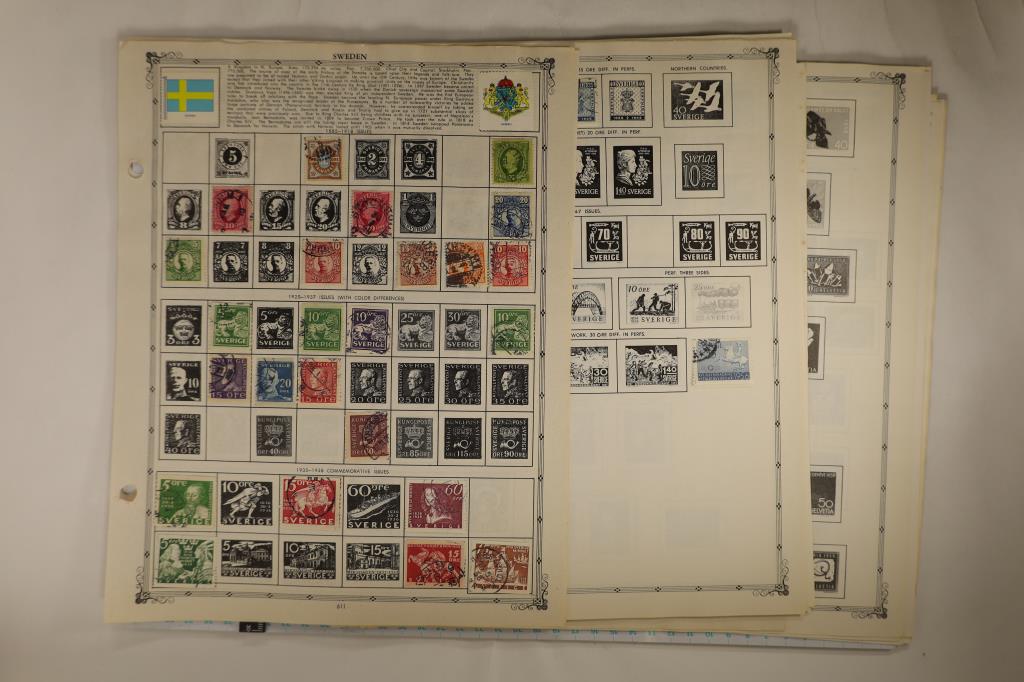 20 STAMP COLLECTORS PAGES. 13 PAGES HAVE STAMPS (1 of 2)