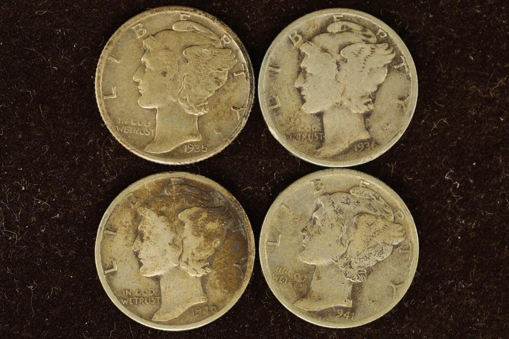 1935, 36, 40 & 1941 SILVER MERCURY DIMES WATCH (1 of 2)