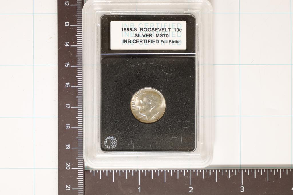 SLABBED 1955-S SILVER ROOSEVELT DIME MS70 (1 of 2)