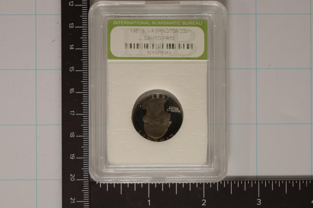 SLABBED 1981-S WASHINGTON QUARTER CAMEO PR70: WATCH FOR OUR NEXT AUCTION ON (MONDAY AUGUST 14TH, 2023) AT 7PM EDT. THANKS FOR YOUR BUSINESS.