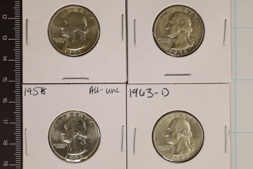 1950, 56-D, 58 & 1963-D WASHINGTON SILVER (1 of 2)
