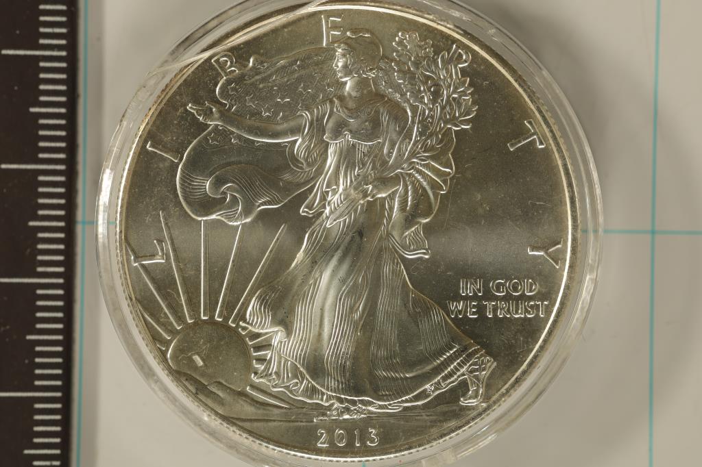 2013 AMERICAN SILVER EAGLE BRILLIANT UNC IN HARD (1 of 2)