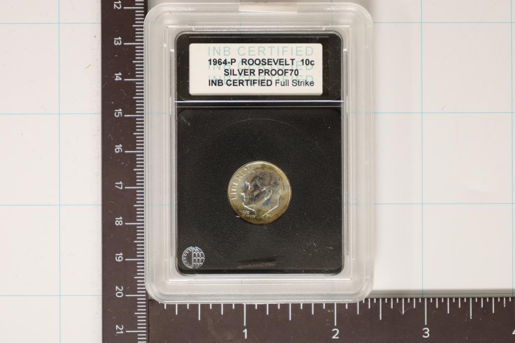 SLABBED 1964-P SILVER ROOSEVELT DIME PF70 (1 of 2)
