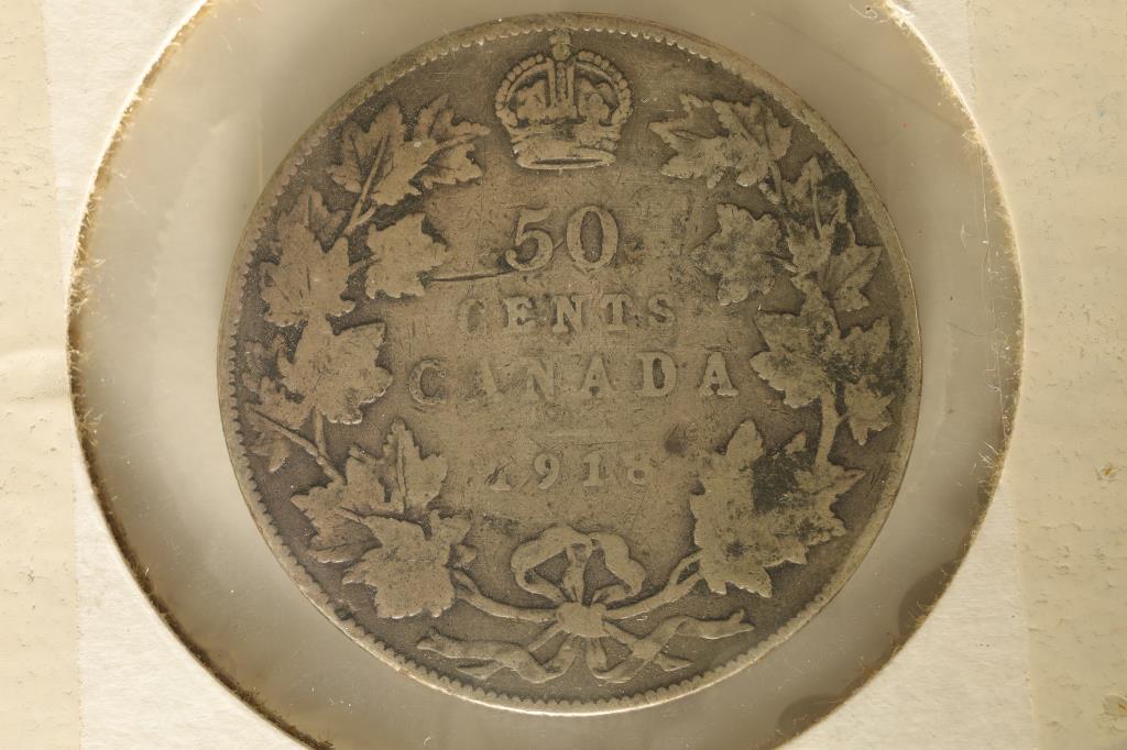 1918 CANADA SILVER 50 CENTS .3456 OZ. ASW (1 of 2)