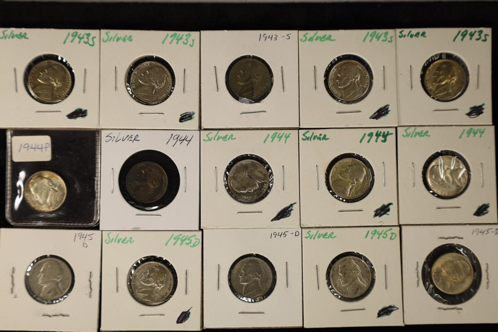 15 JEFFERSON WAR NICKELS 35% SILVER 5 OF EACH (1 of 2)