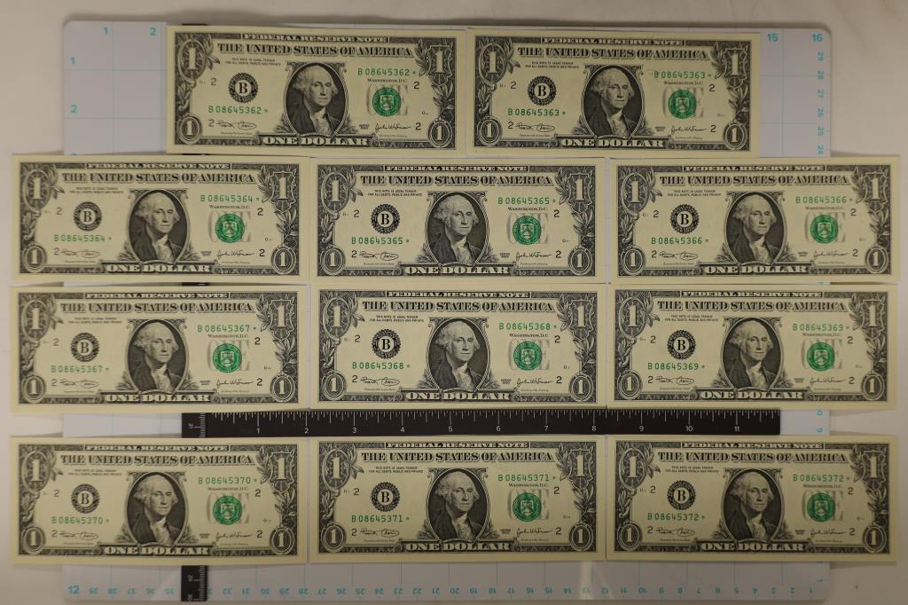 11 CRISP UNC 2003 $1 FRN'S (STAR NOTES) WITH (1 of 2)
