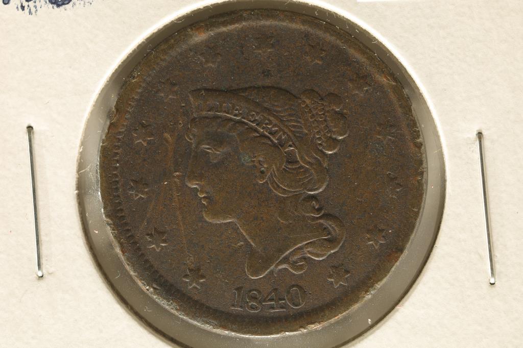 1840 US BRAIDED HAIR LARGE CENT SMALL DATE (FINE) (1 of 2)