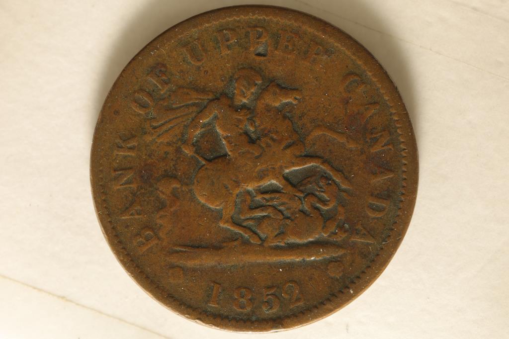 1852 BANK OF UPPER CANADA ONE PENNY BANK TOKEN (1 of 2)
