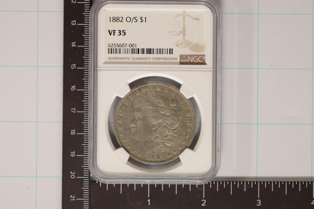 1882-O/S MORGAN SILVER DOLLAR NGC VF35 (1 of 2)