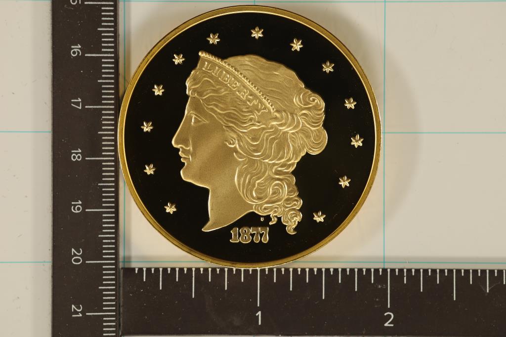 24 KT. GOLD PLATED REPLICA OF AN 1877 US $50 GOLD (1 of 2)