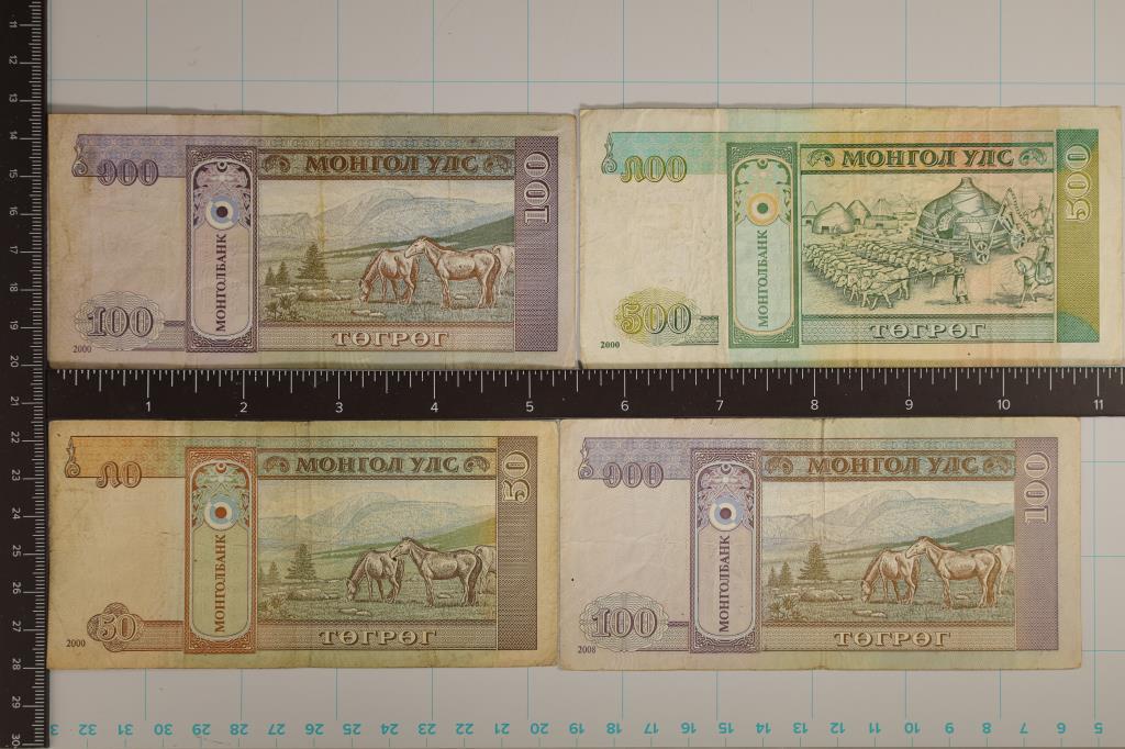 4-2000 MONGOLIA TUGRIK BILLS: 50 TUGRIK, 2-100: TUGRIK AND 500 TUGRIK