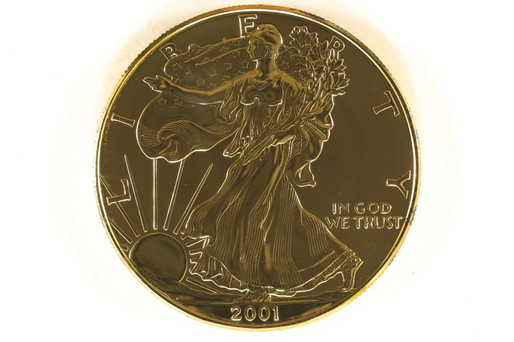 GOLD ELECTROPLATED 2001 AMERICAN SILVER EAGLE (1 of 2)