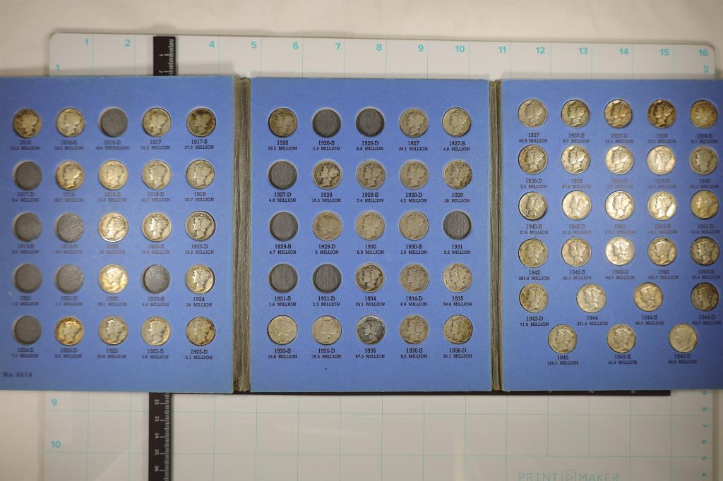 PARTIAL 1916-1945 MERCURY DIME SET 62 SILVER (1 of 6)