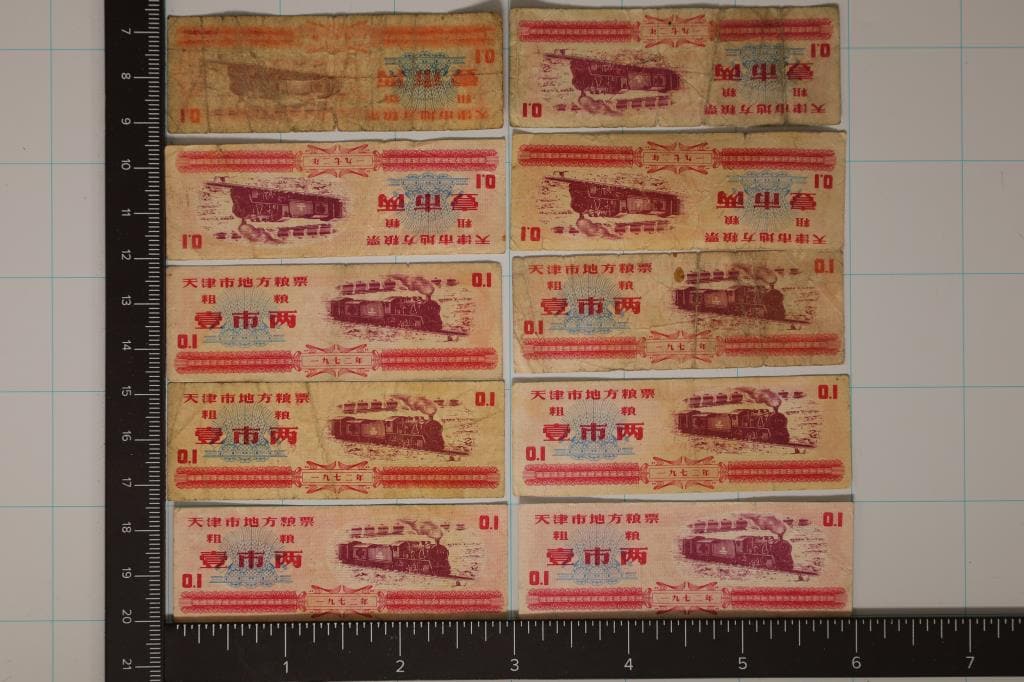 10 VINTAGE CHINESE FOOD RATION COUPONS 0.1 JIN (1 of 2)