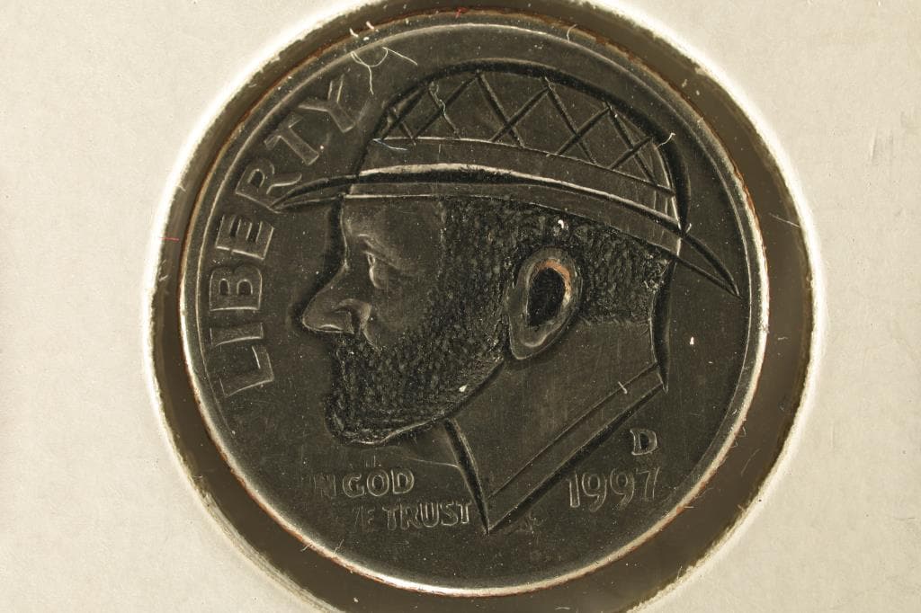 HOBO DIME ON A 1997-D ROOSEVELT DIME BRILLIANT UNC: NEAT PIECE HAND ENGRAVED, USUALLY DO NOT SEE DIMES DONE UP