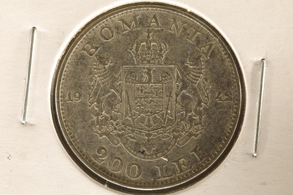 1942 ROMANIA SILVER 200 LEI .1611 OZ. ASW (1 of 2)