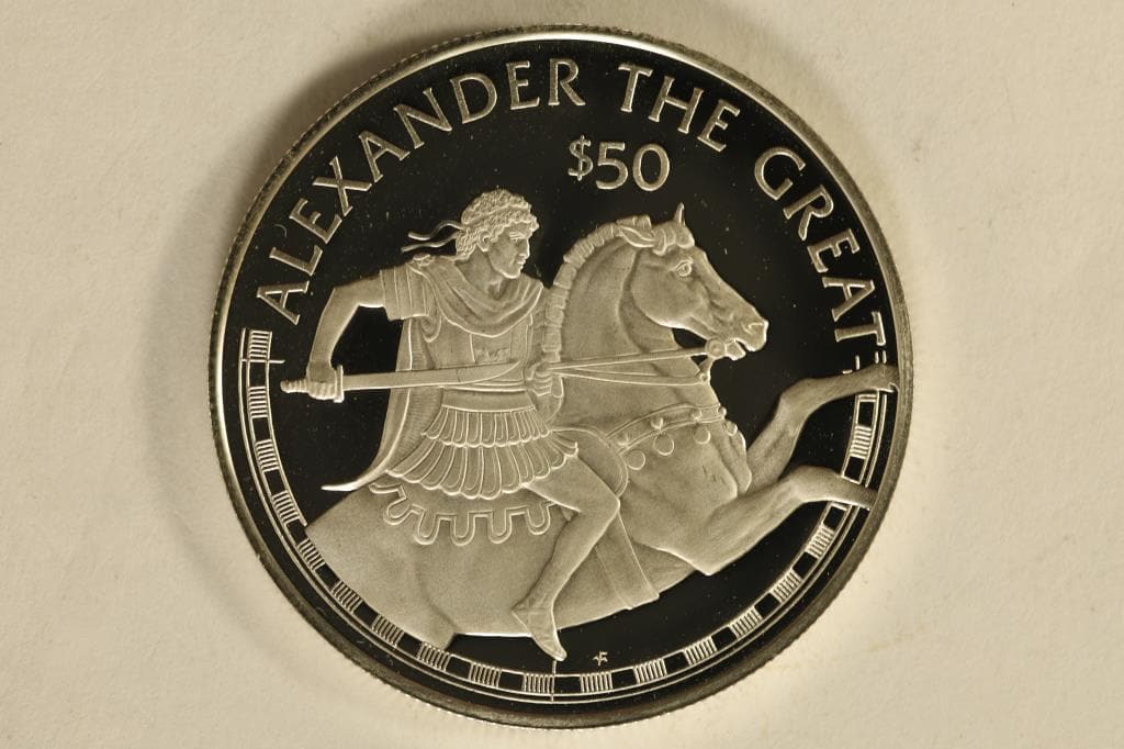 1988 COOK ISLANDS SILVER PF $50 "ALEXANDER THE: GREAT" .6187 OZ. ASW