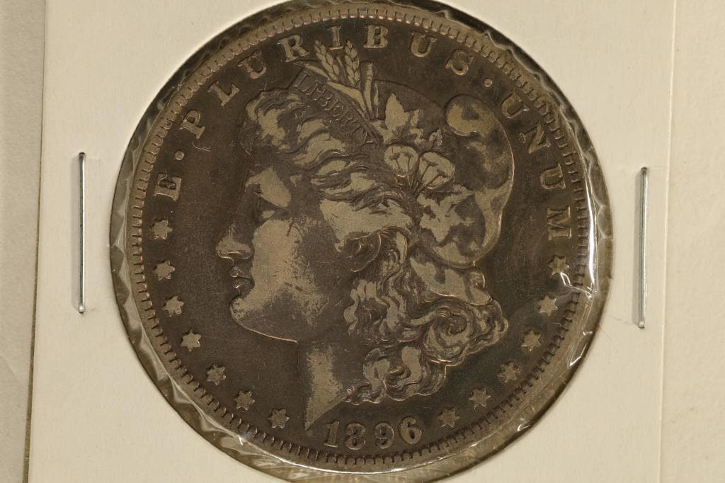 1896-O MORGAN SILVER DOLLAR WITH RAINBOW TONING (1 of 2)