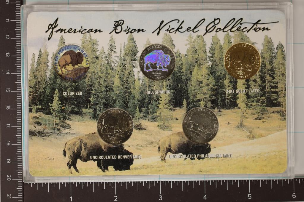 AMERICAN BISON NICKEL COLLECTION WITH 5 COINS (1 of 2)