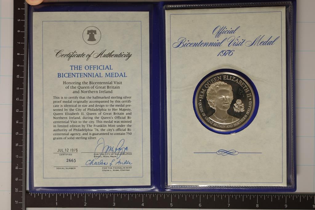 1976 BICENTENNIAL STERLING SILVER PF MEDAL 750 (1 of 4)