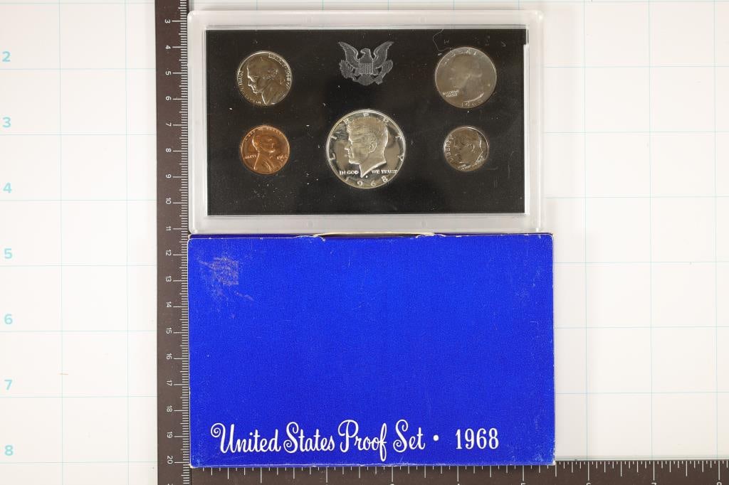 1968 US PROOF SET WITH BOX, 40% SILVER JFK HALF (1 of 2)